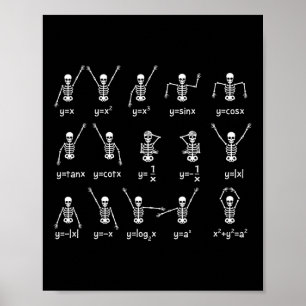 Poster Skeleton Danse Chiffres Équation Math Enseignant H