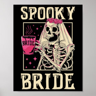 Poster Skeleton Éffrayant Mariée Mariage Chelorette Hallo