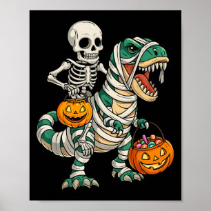 Poster Skeleton équitation maman Dinosaure T Rex Enfants