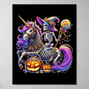 Poster Skeleton équitation Skeleton Unicorn Halloween Cos