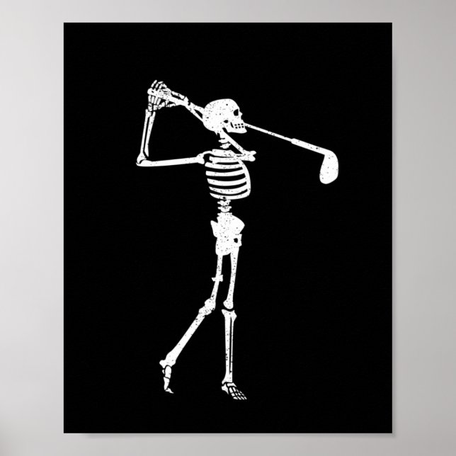 Poster Skeleton Golfer Funny Halloween Golf Sport (Devant)