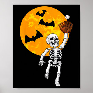 Poster Skeleton Halloween Hommes garçons Baseball Hallowe