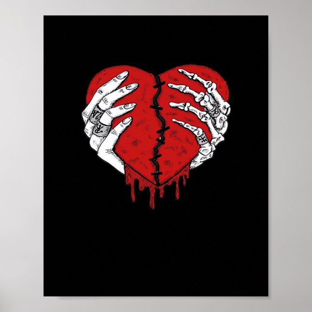 Poster Skeleton Hands Hearts Classic Trending (Devant)