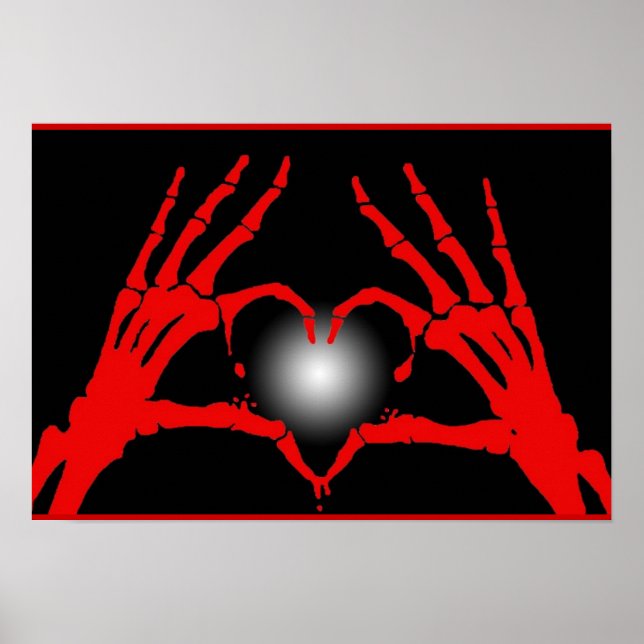 Poster Skeleton Hands Red Heart (Devant)