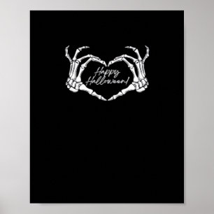 Poster Skeleton Heart Hands, Happy Halloween Skeleton, Ha