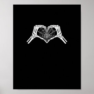 Poster Skeleton Heart Hands Spiderweb Halloween Éffrayant