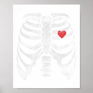 Poster Skeleton Heart Rib Cage X-ray Adulte Enfants Amusa