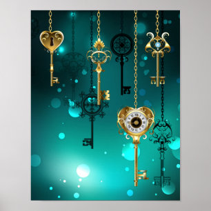 Poster Skeleton Keys on Green Background