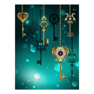 Poster Skeleton Keys on Green Background