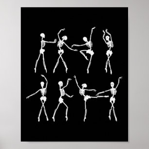 Poster Skeleton Llerinas Llet Dance mignonne Halloween Co