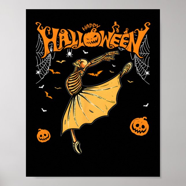 Poster Skeleton Llerinas Llet Dance mignonne Halloween Co (Devant)