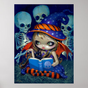 Poster Skeleton Magic ART IMPRIMER Halloween sorcière fée