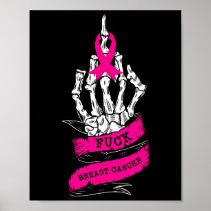 Poster Skeleton Main Pour Pink Funny Cancer Du Sein