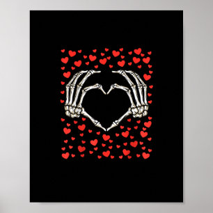 Poster Skeleton Main Rouge Coeur Anniversaire Saint-Valen