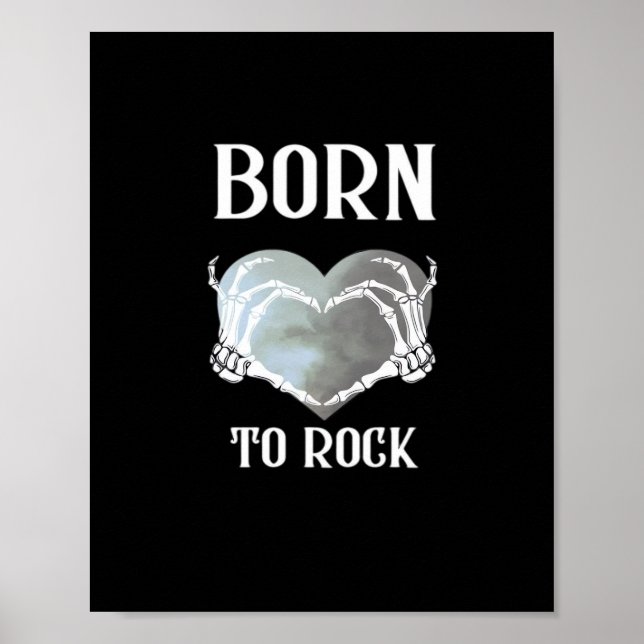 Poster Skeleton Mains Grey Heart Graphic Pour Classique (Devant)