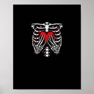 Poster Skeleton Mains tenant Coeur Halloween Costume amus