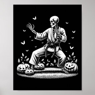Poster Skeleton Martial Art Karaté Joueur Joueur Hallowee
