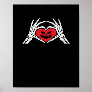 Poster Skeleton Met Un Coeur Halloween Éffrayant