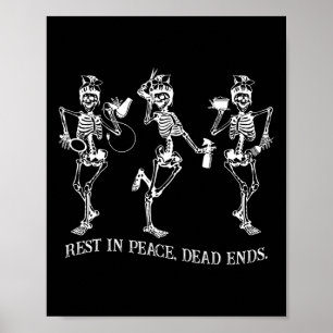 Poster Skeleton Peace Dead met fin à Halloween coiffeur