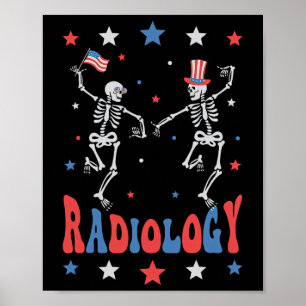 Poster Skeleton Radiologie X-ray Tech Patriotique 4 Juil