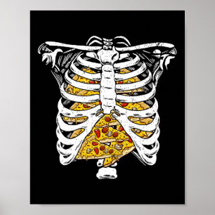 Poster Skeleton Rib Cage Avec Pizzas Joyeux Halloween Jou