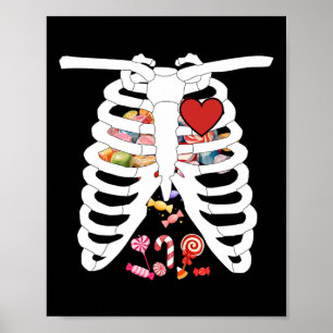 Poster Skeleton Rib Cage X-ray Candy Drôle Halloween Coût