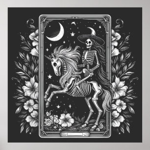 Poster Skeleton Riding Unicorn Skeleton Tarot Card