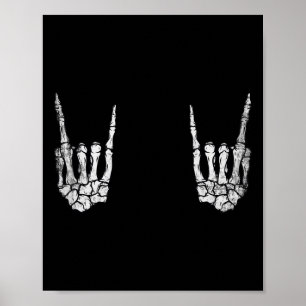 Poster Skeleton Rock Mains Lazy Costume Halloween Cool Bo