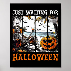 Poster Skeleton Summer Beach Rétro En Attente De Hallo