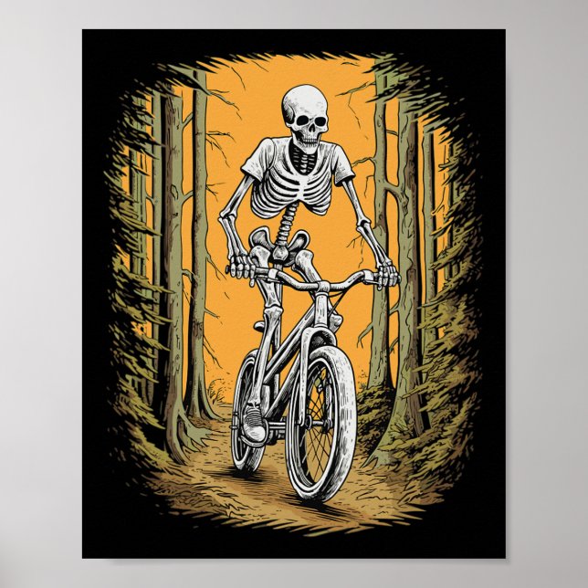 Poster Skeleton VTT Cycliste Skeleton Halloween (Devant)