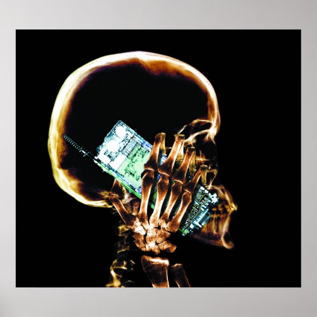 POSTER - SKELETON X RAY SUR TÉLÉPHONE ORIGINAL NOI (Devant)