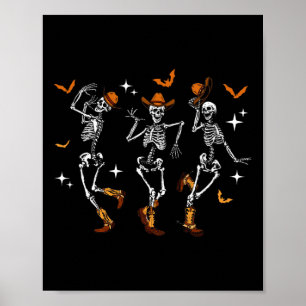 Poster Skeletons Dance Cowboy Occidental Halloween Costum