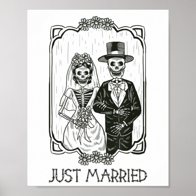 Poster Skeletons D'Halloween Mariée Et Groom Juste Mariée (Devant)