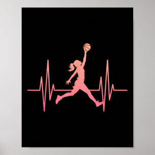 Poster Sketll Girl Dunk Heartbeat Sketll Player Hoop Girl