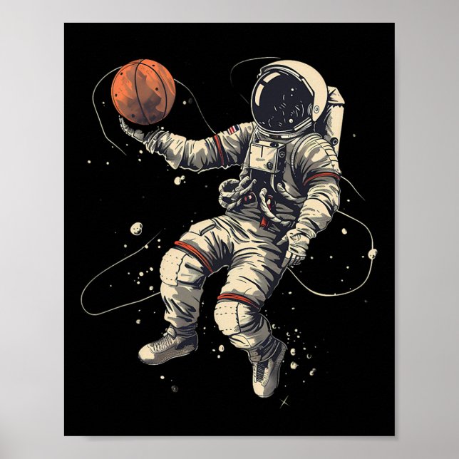 Poster Sketwork Astronaut Lay Up Sketball Player (Devant)