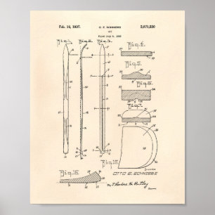 Poster Ski 1937 Brevet Art Vieux Poivre