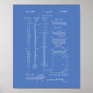 Poster Ski 1937 Brevet Plan directeur de l'art