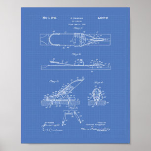 Poster Ski Binding 1940 Patent Art - Blueprint