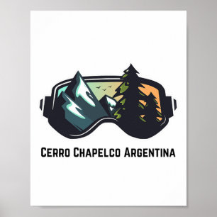 Poster Ski Cerro Chapelco Argentine Mountain Ski T Hommes