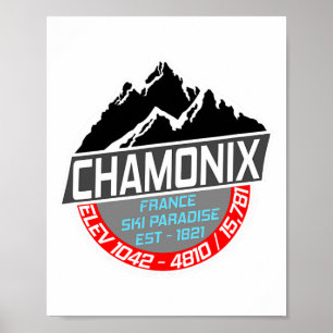 Poster Ski Chamonix T Chemise Mont Blanc France Para Ski