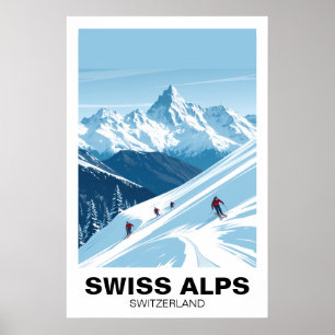 Poster Ski dans les Alpes suisses, Suisse Art de voyage v