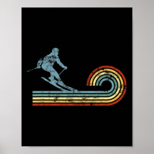 Poster Ski de fond rétro skieur sports d'hiver