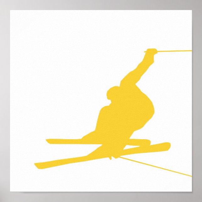 Poster Ski de neige jaune (Devant)