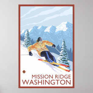 Poster Ski de neige - Mission Ridge, Washington