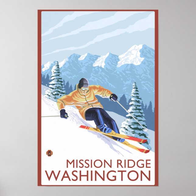 Poster Ski de neige - Mission Ridge, Washington (Devant)