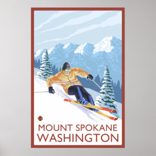 Poster Ski de neige - Mount Spokane, Washington