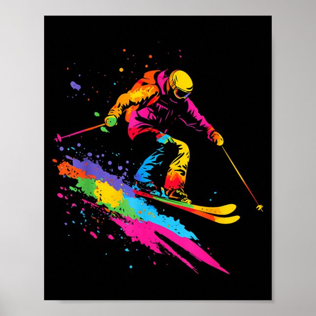 Poster Ski de ski coloré  (Devant)