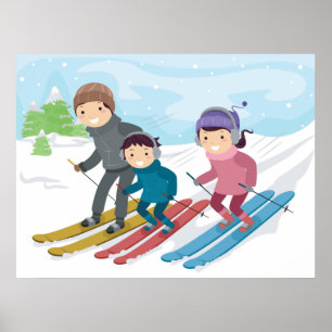 Poster Ski en famille