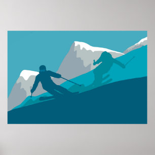 Poster Ski En Montagne - Skieurs