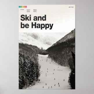 Poster Ski et être heureux - Ski Art Imprimer l'affiche